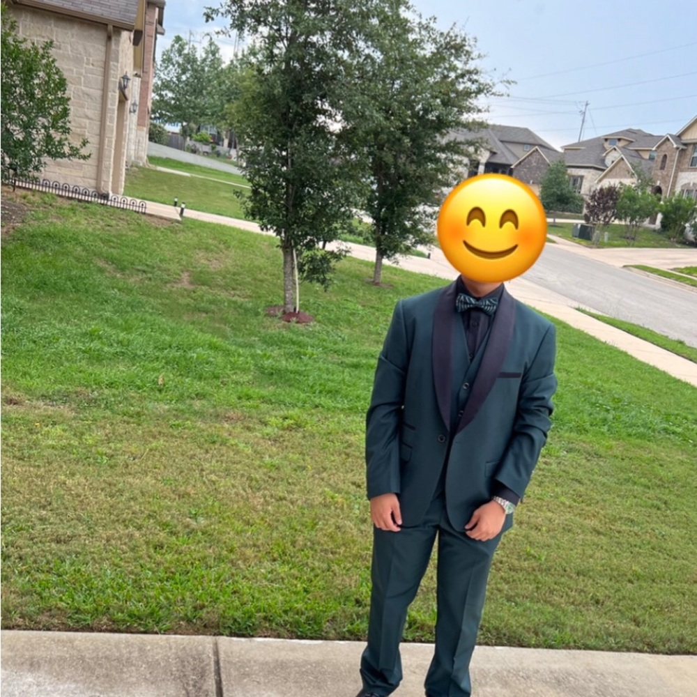 Men's/ Young Men’s Dark Green Tuxedo Blazer & Pants - Premium Formal Suit